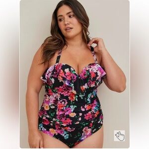 Torrid Floral Underwire Ruffle Swimsuit